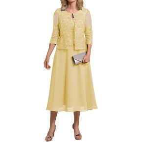 Mother of The Bride Dress for Wedding Lace Applique Chiffon Formal Gowns with Jacket BO068 in Saudi Arabia