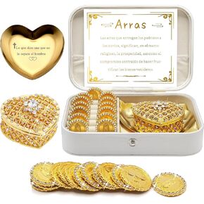 Arras Para Boda Catolica, Wedding Coins Set With 13 Virgen De Guadalupe Aras Coins and Decoracion Box, Regalos for Ceremony (Heart) in Saudi Arabia