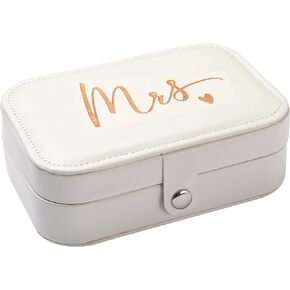 FYSIA Mrs Travel Jewelry Box Gift-Plush Velvet Trinkets Storage Organizer Case-Miss to Mrs Gift-Wedding Present for Bride-Bridal Shower Presents for Bride-Bachelorette Party Accessories-Rose Golden in Saudi Arabia