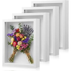 4PCS Shadow Box Frames, 8x10 inch Wood Deep Shadowbox, 3D Picture Frame Display Cases for Memorabilia Baby Items Wedding Memories Crafts Tickets and Photos(White) in Saudi Arabia