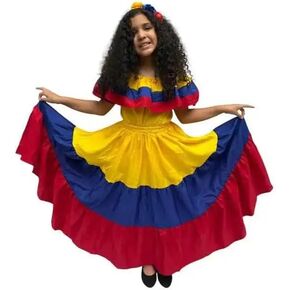 Colombian Traditional Tri-Color Dress for Girls in Saudi Arabia