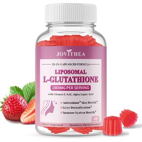 Liposomal Glutathione Gummies 1000mg, High Absorption Glutathione Supplement with Vitamin C, NAC, Milk Thistle for Skin Health, Liver Detox & Immune, Vegan, Sugar Free, Strawberry Flavor, 60 Count in Saudi Arabia