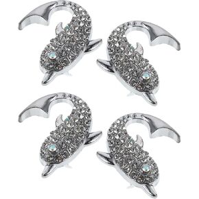Toyvian 4pcs Dolphin Drawer Handles Silver Single Hole Cabinet Knobs with Screws for Room Dressers Wardrobe Furniture Hardware in Kuwait