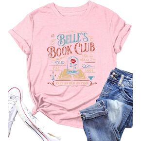 Magic Kingdom Shirt Women Belle Book Club Shirt: Beauty Princess Tshirt Reading Bookish Lover Gift Tee Vacation Tops in Saudi Arabia