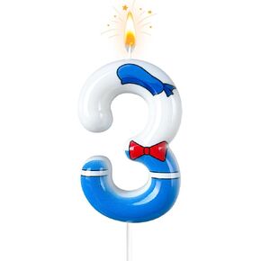 ToonGlowm 3rd Duck Birthday Candles- Inspired Design with Blue Hat & Red Bow Tie, Versatile Number Decoration for Birthdays, Cake Decor Accent for Cartoon Themed Celebrations (Duck, 3) in Saudi Arabia