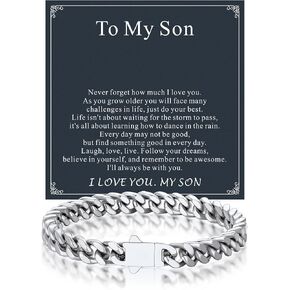 Bandmax Men's Stainless Steel Cuban Link Curb Bracelet - Durable Metal Chain Bracelet, Ideal Gift for Husband Dad Son Grandson on Christmas Valentine's Day Graduation in Saudi Arabia