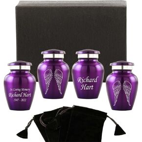 Personalized Engraving Angel Wings Keepsake Cremation Urns for Human Ashes - Decorative Urns for Ashes Female & Male, Urns for Ashes Adult, Funeral Urns - 4 Small Keepsakes in Saudi Arabia
