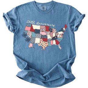 250th Anniversary USA Map T-Shirt - Patriotic America Semiquincentennial Patchwork Design Comfort Colors Tee in Saudi Arabia