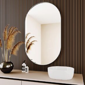 Protylctaster Oval Bathroom Mirror,24x36'' Silver Mirror,Wall Mirrors,Bathroom Mirror Oval,Pill Shaped Mirrors,Entryway Mirror (Silver) in Saudi Arabia