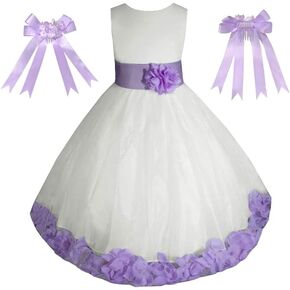 Made in USA/Ivory Tulle Rose Petals Flower Girl Wedding Pageant Easter Birthday Party Dress in Saudi Arabia