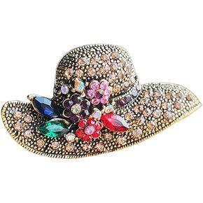 exquisite vintage hat brooch inlaid with multicolored rhinestone crystal flower for women brooch backpack badge jacket hat dress sweater anti light pin birthday jewelry gift in Saudi Arabia