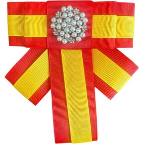 ربطة عنق شريطية دبوس بروش لؤلؤي، شريط Grosgrain باللونين الأحمر والذهبي مع لمسة كريستالية، إكسسوار أزياء مزخرف، دبوس بروش أدوات نادي نسائي للنساء، دبوس بروش أدوات مستوحاة من Phi Delta Kappa للنساء، مستوحى من المؤتمرات، in Kuwait