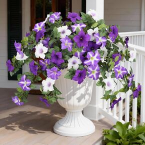 Artificial Flowers for Outdoors, 2 Pcs Realistic Fake Flowers UV Resistant Silk Morning Glory Petunias Faux Plants for Outdoor Planters Window Box Balcony Yard Porch Outside Garden Home Decoration in Kuwait