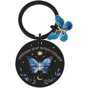 Blue Butterfly Gifts Goth Keychain For Women Inspirational Keychain Small Gifts Encouragement Witchy Gift for Women Halloween Christmas Brithday Gift for Sister Besties in Saudi Arabia