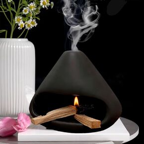 Palo Santo Holder & Mini Chiminea Ceramic Incense Burner for Sage, Cone Burning, Aromatic Home Decor & Incense Sticks with Ash Catcher, Ideal for Yoga & Meditation in Saudi Arabia