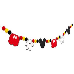 Mouse Garland Banner - Red Yellow Black Felt Garland Decor,Cute Pants and Little Hands Pom Ball Banner,Baby Shower/Kids Theme Birthday Party/Home Mantel Wall Window Decor Party Supplies in Saudi Arabia