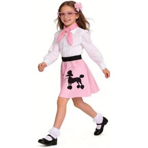 Poodle Skirt for Girls, 50s Outfit for Girls, 5pcs 1950’s Sock Hop Costume for Party Career Day Birthday Gifts in Saudi Arabia