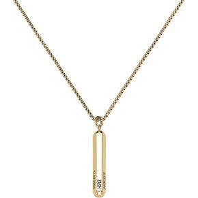 Sett & Co - Personalized 3D Engraved Hexagon Bar Necklace in Stainless Steel or Gold PVD Plating for Men, Him - Black Diamond Option - Custom Gift for Father's Day, Christmas, Valentine's Day in Saudi Arabia