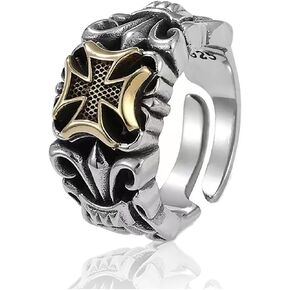 Retro Iron Cross Ring for Men Women Gothic Punk Anchor Rings Adjustable Open Silver Plated Iron Cross Rings in Saudi Arabia