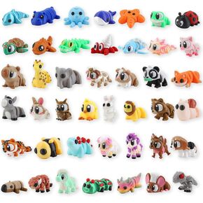 30 Pcs Mini Random 3D Printed Animal Statues Figurines Set Movable Joints Surprise 3D Printed Animals Cute Desk Decor Party Favors for Adults Home Office Desk Decoration Display in Saudi Arabia