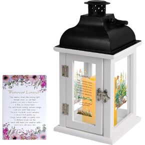 Memorial Lantern Sympathy Gift for Loss of Loved One - Bereavement Remembrance Keepsake Funeral Gift, Solar Powered Lantern with Rose Floral Design Poem, Automatic LED Candle Lantern for Family Loss in Saudi Arabia