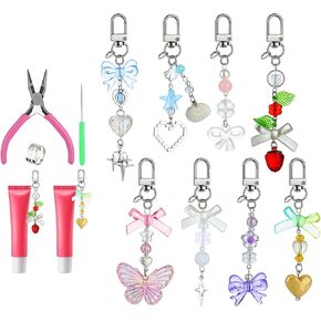 8PCS Lip Gloss Keychains Kit,Bulk Lip Balm Keychains with Exquisite Cute Charm Jewelry,Bow Cute Charm Strawberry Jewelry for Women Purse DIY Crafts Girls Key Purse Decor in Saudi Arabia