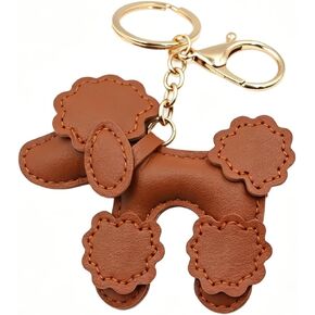 Dog Keychain For Women, Leather Cute Curly Hair Teddy Poodle Animal Layered Purse Charm Gift Accessories in Saudi Arabia
