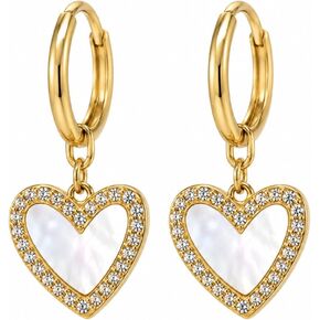 14K Gold Plated Earrings Set for Women, Dainty Hoop Stud & Dangle Earrings, Hypoallergenic Zircon Crystal Celestial Heart Bow Designs, Huggie Hoops for Multiple Piercings Cartilage Helix Jewelry in Saudi Arabia