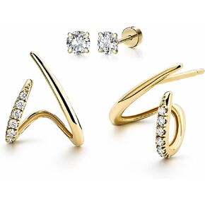 Dainty Stud Earrings for Women 2 Pairs Sterling Silver Earrings Minimalist Stud Earring Stacks Cartilage Earrings for Women Lightweight Earrings Dainty Huggies Hoop Earrings in Saudi Arabia