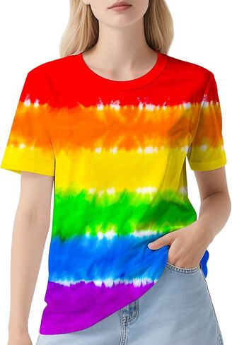 DMPROD Women's Tie Dye Shirt Short Sleeve Hippies Senior Casual Summer Tees T Shirts for Women in Saudi Arabia