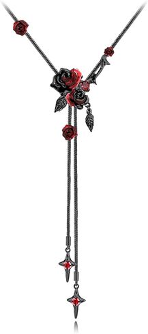 Gothic style rose necklace fashionable long tassel necklace personalized women's accessories flower accessories MO43 in Saudi Arabia