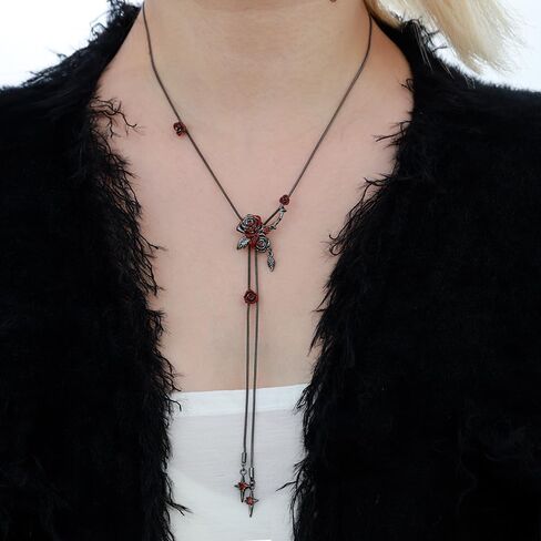 Gothic style rose necklace fashionable long tassel necklace personalized women's accessories flower accessories MO43 in Saudi Arabia