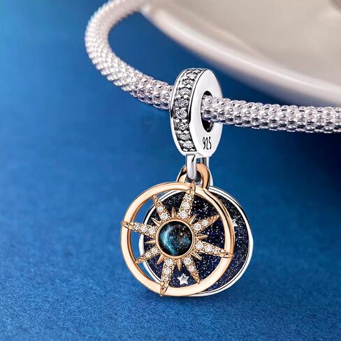 1Pc 925 Silver Fashionable Star Moon Series Charm Beads Charms Fit DIY Jewelry Matching And Daily Outfit Decoration Gift For Women Gifts For Mom Party Favors in Kuwait