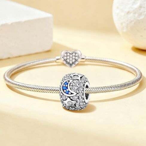 1Pc 925 Silver Fashionable Star Moon Series Charm Beads Charms Fit DIY Jewelry Matching And Daily Outfit Decoration Gift For Women Gifts For Mom Party Favors in Kuwait