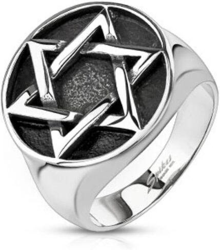 Spikes Star of David Medallion Cast Ring Stainless Steel in Saudi Arabia