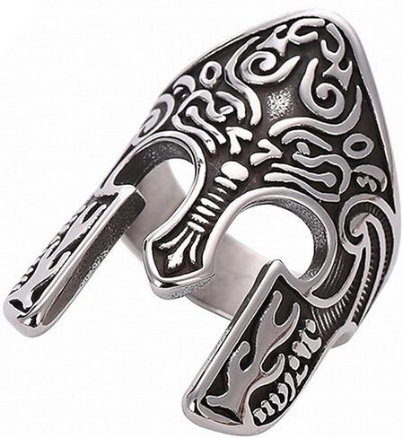 Spartan Warrior Titanium Steel Ring Silver Bold Ancient Greek Armor Helmet Design Jewelry, Masculine Warrior Statement Classic Collection in Saudi Arabia
