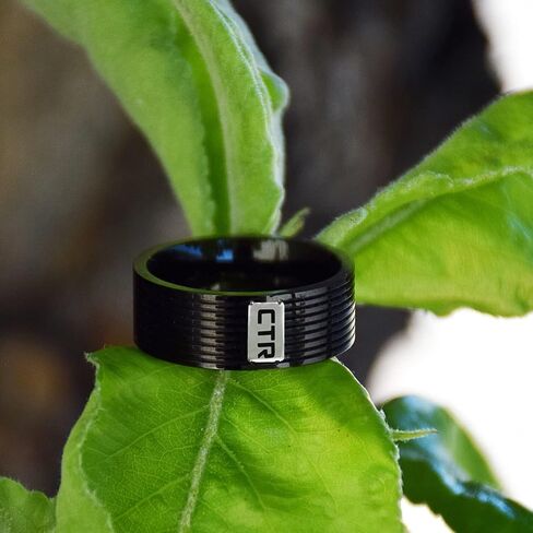 Black Colored Racing Stripes LDS CTR Ring by Ringmasters | Choose the Right Faith Ring | Keepsake LDS Jewelry in Saudi Arabia