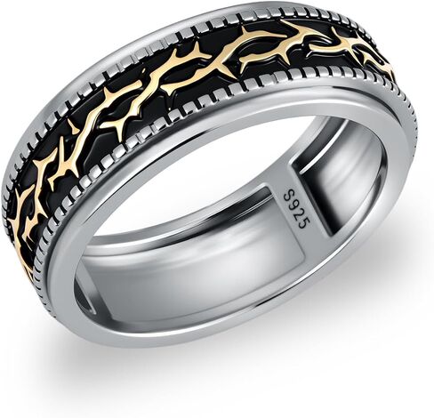 Crown of Thorns Ring 925 Sterling Silver Jesus Thorn Crown Band Spinner Rings Christian Jewelry Gifts for Men Women in Kuwait