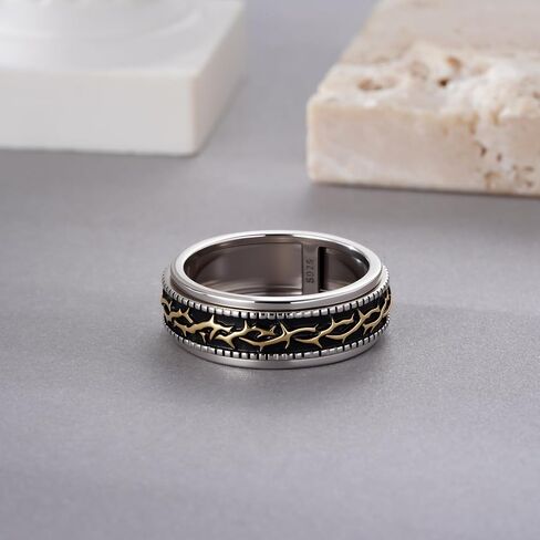 Crown of Thorns Ring 925 Sterling Silver Jesus Thorn Crown Band Spinner Rings Christian Jewelry Gifts for Men Women in Kuwait