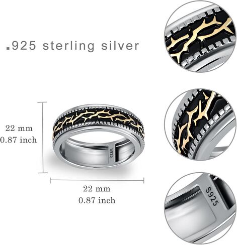 Crown of Thorns Ring 925 Sterling Silver Jesus Thorn Crown Band Spinner Rings Christian Jewelry Gifts for Men Women in Kuwait
