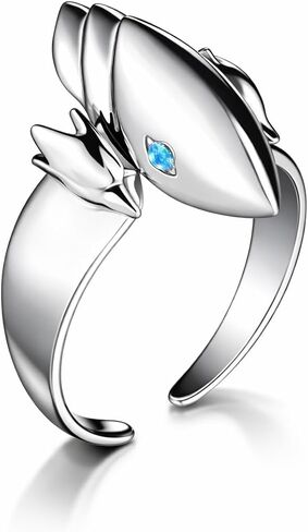 PlotTwist Blue Eyes Dragon Silver Ring, Anime Cosplay Duel Accessory, Silver-Plated Adjustable Band, One Size Fits All in Saudi Arabia