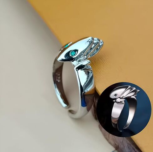 PlotTwist Blue Eyes Dragon Silver Ring, Anime Cosplay Duel Accessory, Silver-Plated Adjustable Band, One Size Fits All in Saudi Arabia