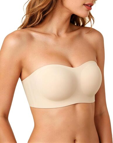 Strapless Bras for Women No-Slip Bandeau Push Up Wireless Comfy Seamless No Underwire Padded Jelly Tube Top Bra S-XL in Saudi Arabia