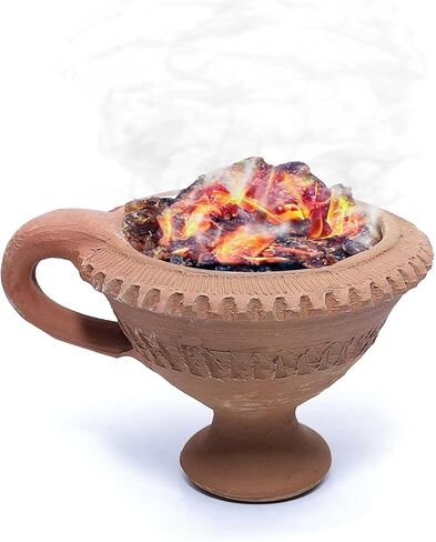 Handmade Earthen Clay Loban Burner Diya/Terracotta Decorative/Loban Burner Diya Natural Clay Diya/Dhoop Dan with Handle (4 Inch Size 100% Pure Mitti) in Kuwait