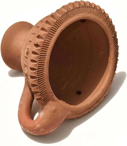 Handmade Earthen Clay Loban Burner Diya/Terracotta Decorative/Loban Burner Diya Natural Clay Diya/Dhoop Dan with Handle (4 Inch Size 100% Pure Mitti) in Kuwait