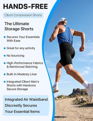 Men's Running Shorts with 6 Pockets, Non-Slip Waistband Compression Shorts, Secure Phone & Bottle Biker Workout in Saudi Arabia