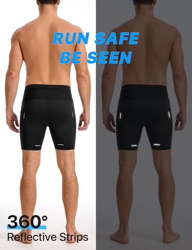 Men's Running Shorts with 6 Pockets, Non-Slip Waistband Compression Shorts, Secure Phone & Bottle Biker Workout in Saudi Arabia