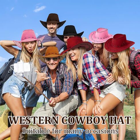 10 Pack Cowboy Hats with Bandanas Bulk - Multicolor Western Cowboy Hats for Women Men, Rodeo Theme Costume Accessories in Saudi Arabia