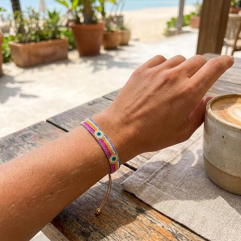 Handmade Bohemian Braided Beaded Bracelet,Adjustable Stackable Stretch Bracelet,Ethnic Style Design Unisex,Fashion Jewelry,Daily Accessories Gift Idea in Kuwait