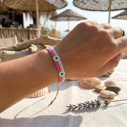 Handmade Bohemian Braided Beaded Bracelet,Adjustable Stackable Stretch Bracelet,Ethnic Style Design Unisex,Fashion Jewelry,Daily Accessories Gift Idea in Kuwait